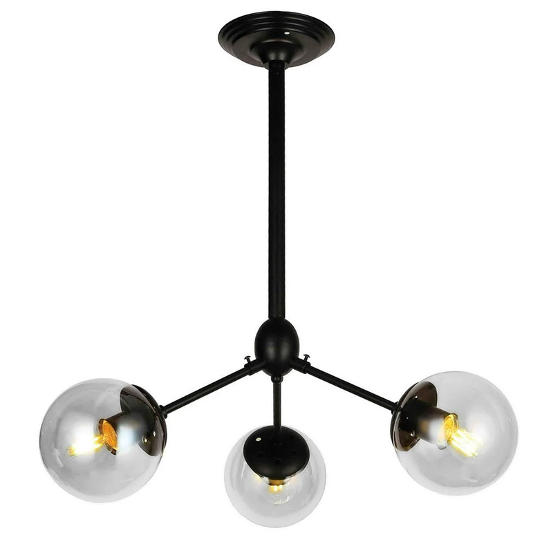 

Люстра молекула подвесная Light House LS-17137-3 BK+CL черная
