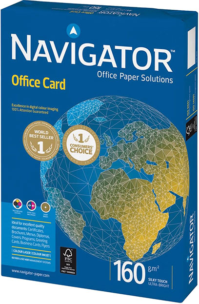 

Бумага офисная Navigator Office Card A4 160 г/м2 класс A 250 листов Белая (5602024381377)