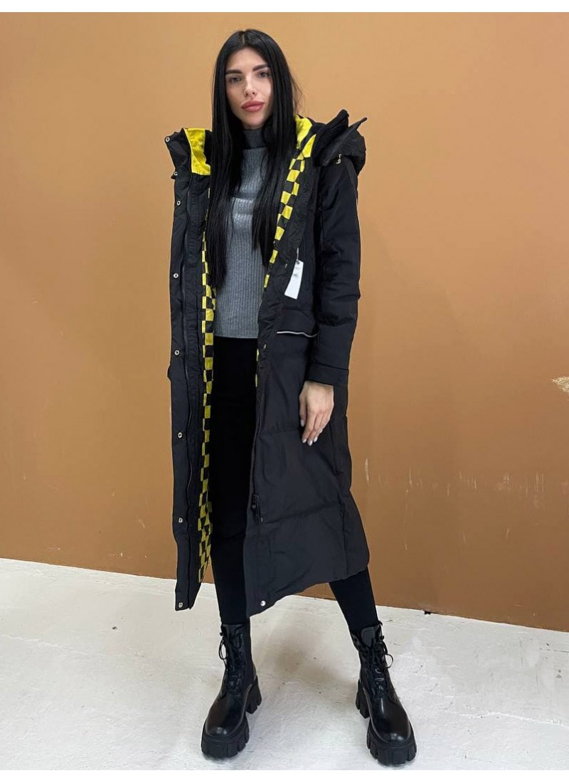 

Пуховик длинный зимний с желтой подкладкой Modern Boutique черный,  ПУХ0102, Пуховик длинный зимний с желтой подкладкой Modern Boutique черный, S ПУХ0102