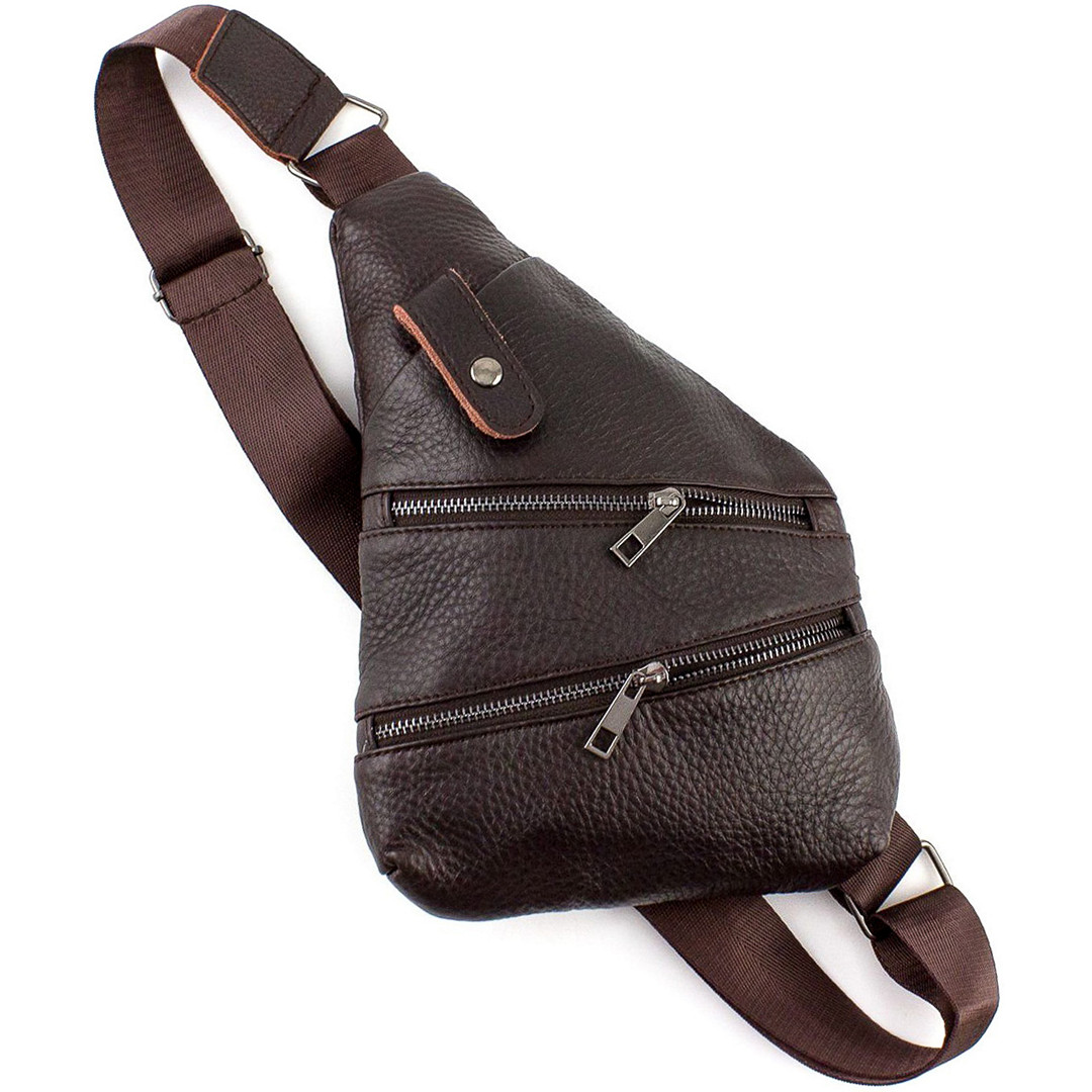 

Кожаная сумка через плечо cross body JZ NVR1901BR-11 Коричневая