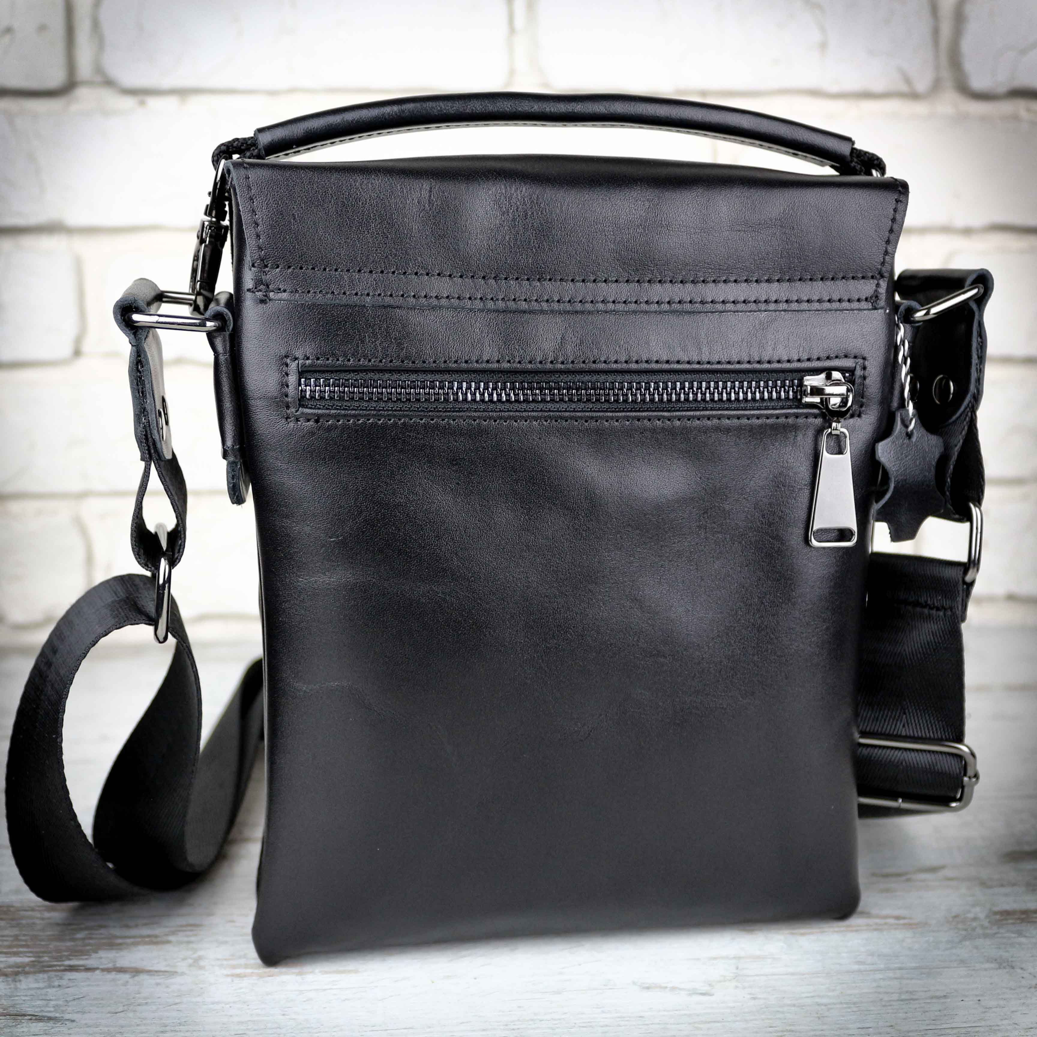 

Мужская стильная кожаная сумка Alvibag AV0196RGL-BLACK