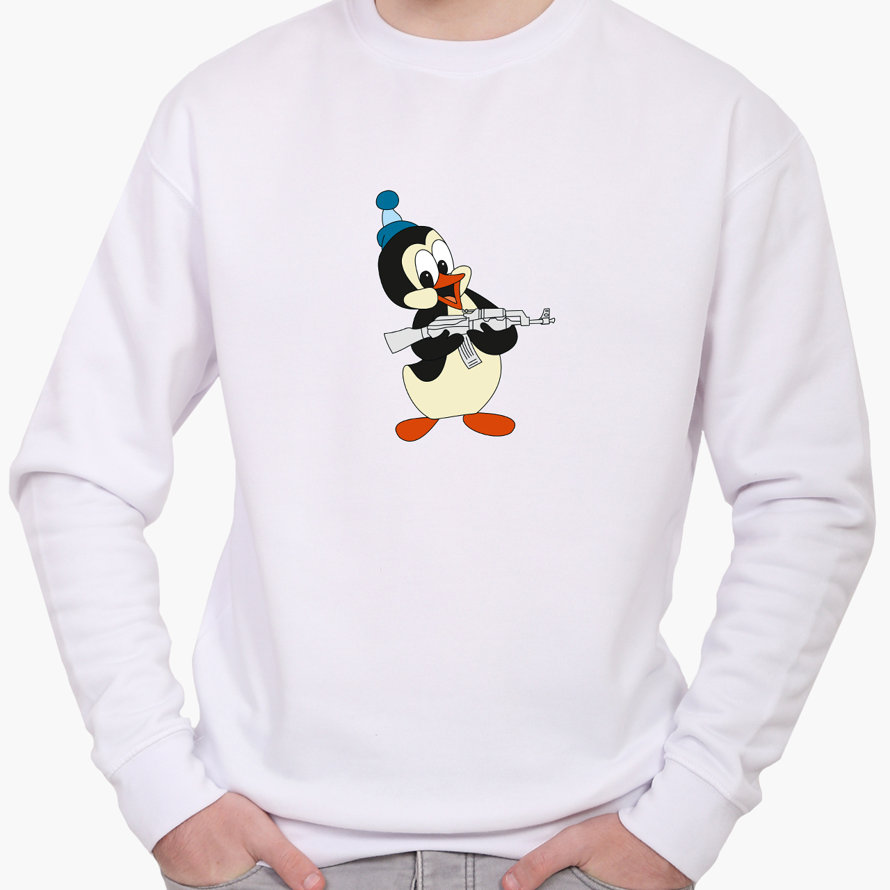 

Свитшот мужской Чилли Вилли с автоматом (Chilly Willy) (8771-2077) Белый XXL