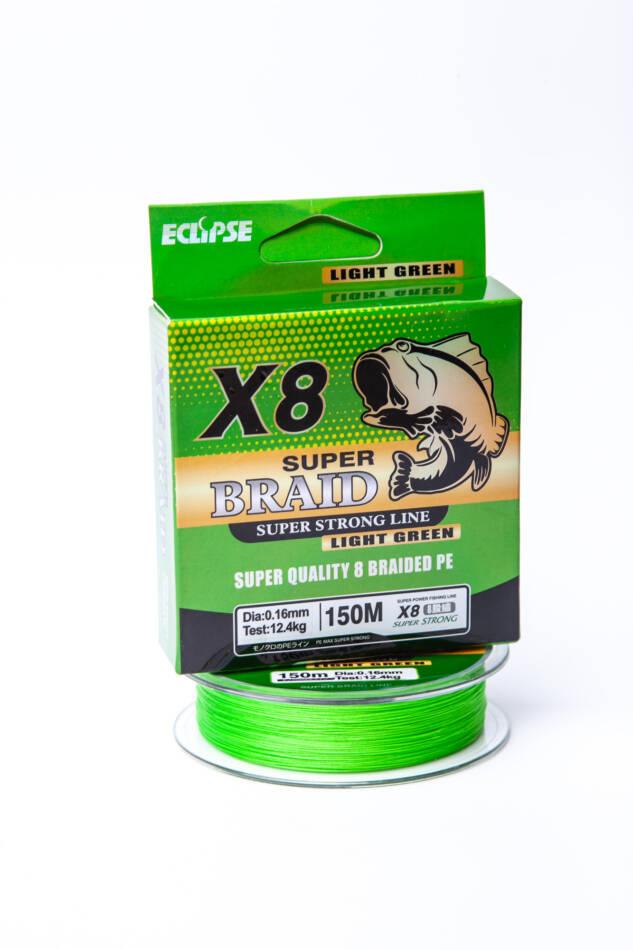

Шнур Eclipse X8 Super Braid 150m 0.18мм Light Green