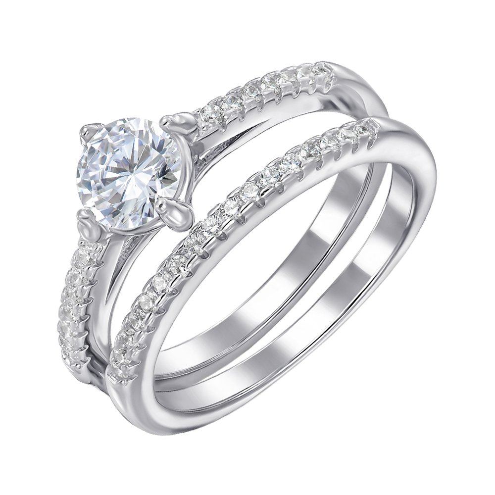 

Серебряное кольцо с фианитами 000151536 18 размера