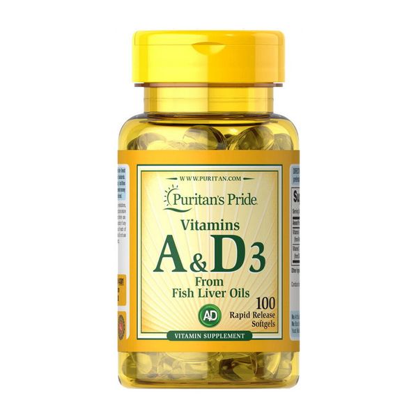 

Жир печени трески Puritan's Pride Vitamins A&D3 from Fish Liver Oils 100 капсул