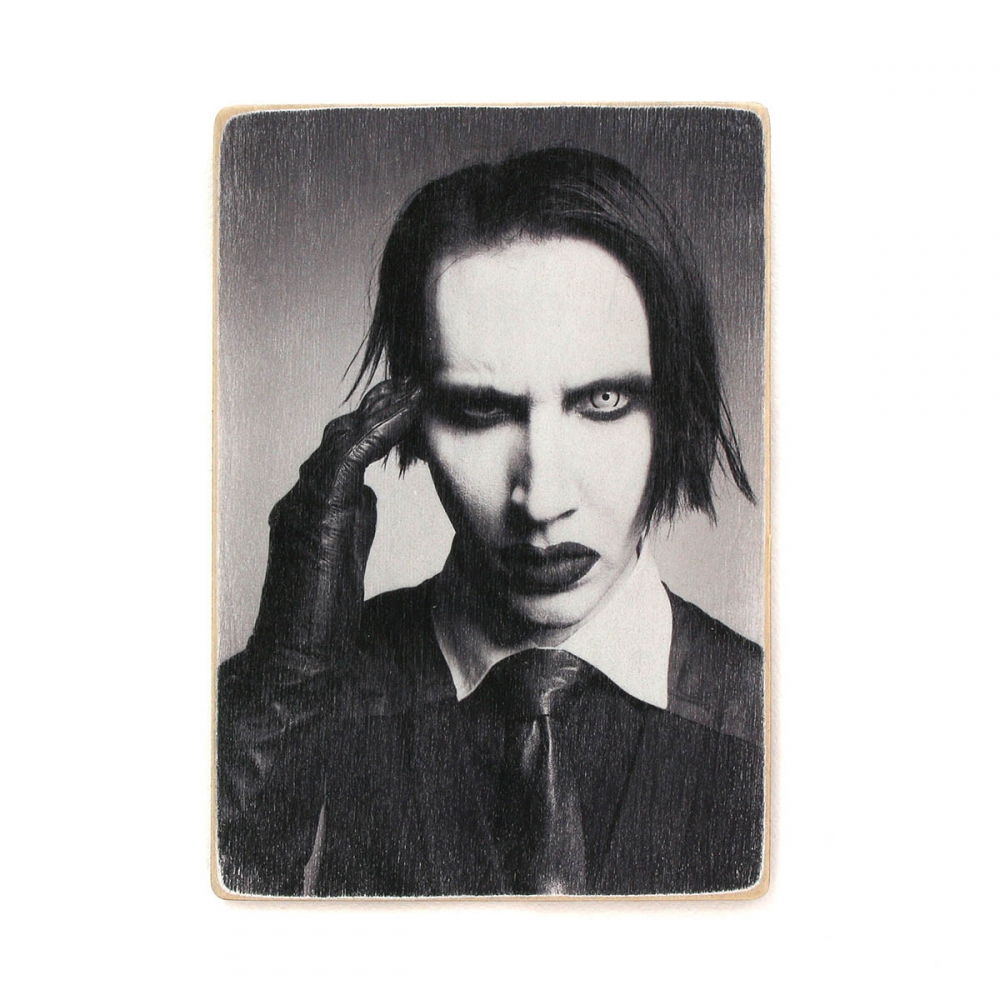 

Деревянный постер Музыка Marilyn Manson. Мэрилин Мэнсон. Черно-белый портрет А2