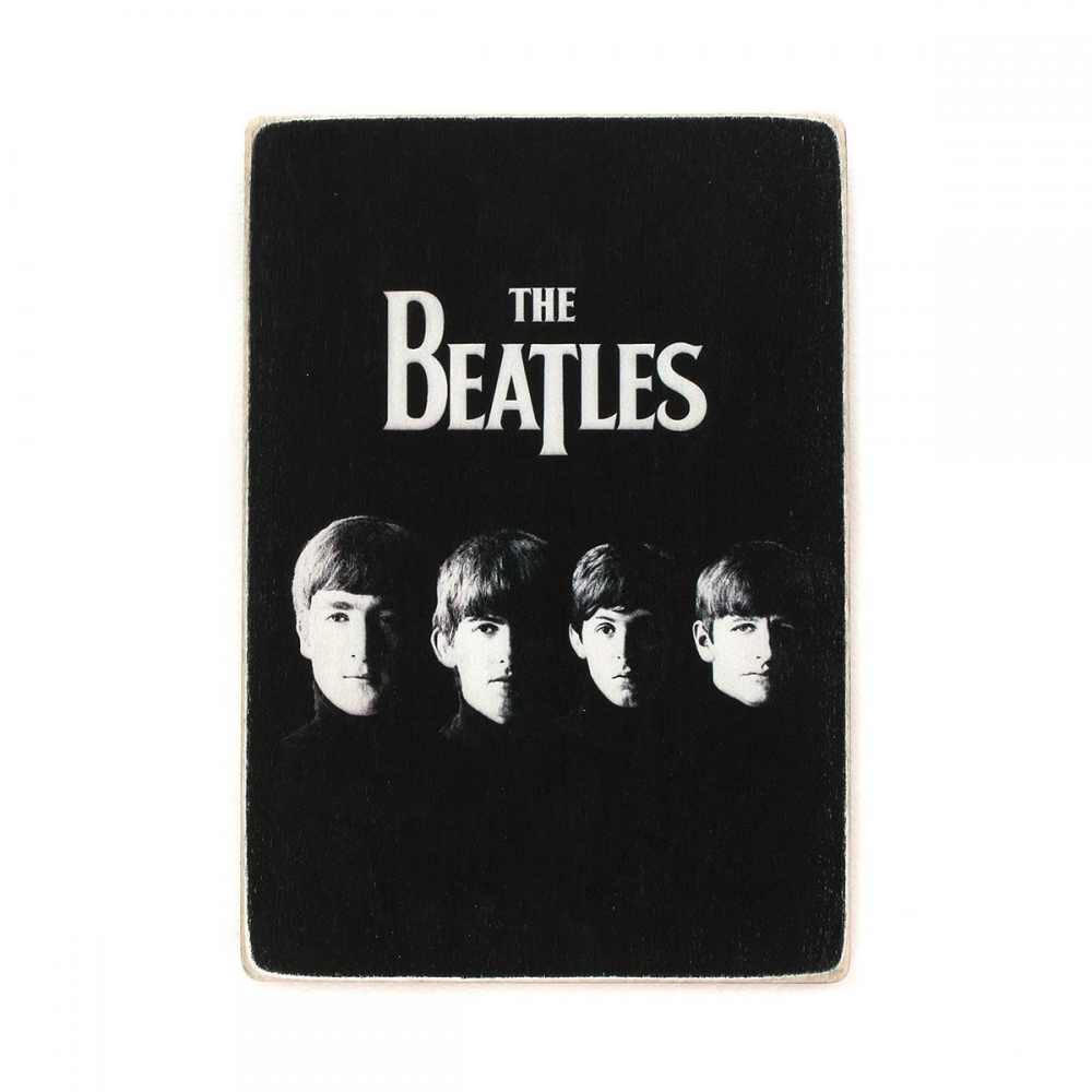 

Деревянный постер Музыка The Beatles. Битлз. Все участники. Черно-белый А2