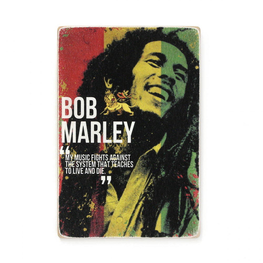 

Деревянный постер Музыка Bob Marley. My music fights against the system А2