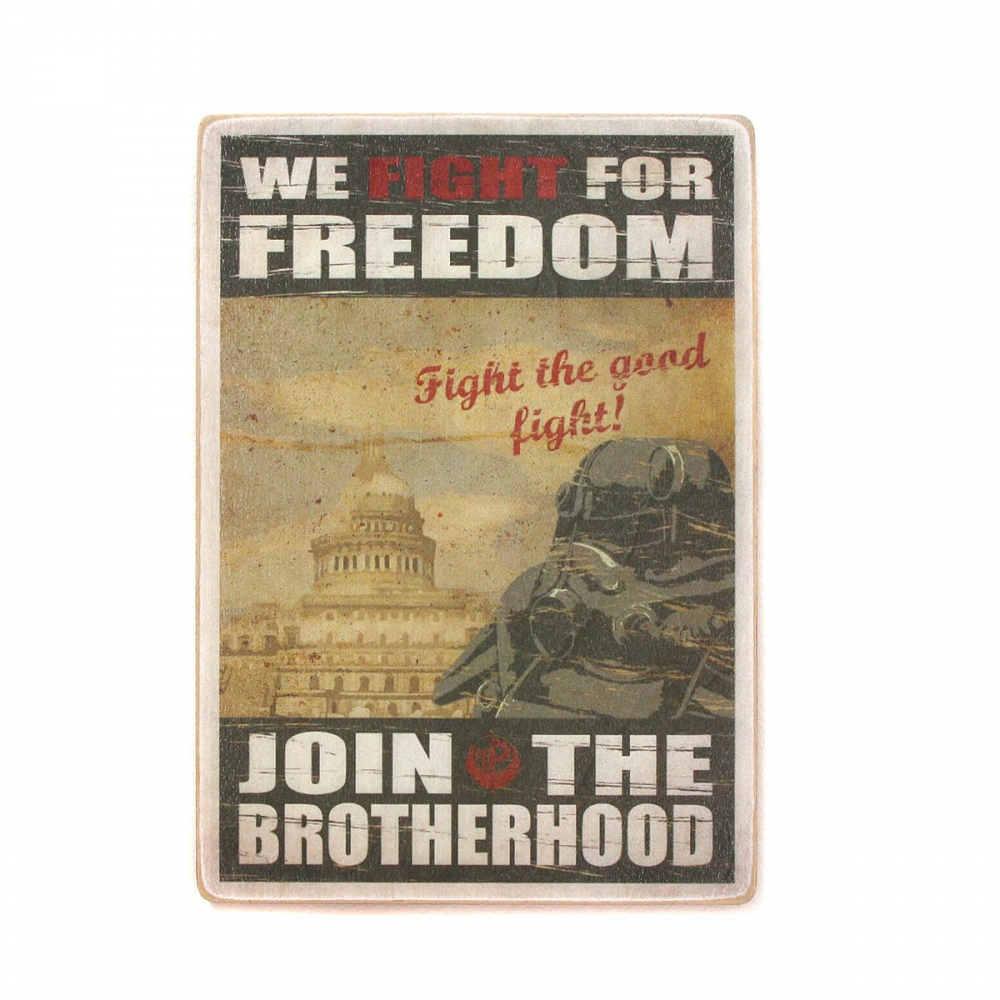 

Деревянный постер Видеоигры Fallout. We fight for freedom. Join the Brotherhood А2