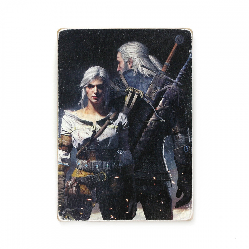 

Деревянный постер Видеоигры Witcher. Ведьмак. Геральт и Цири А1