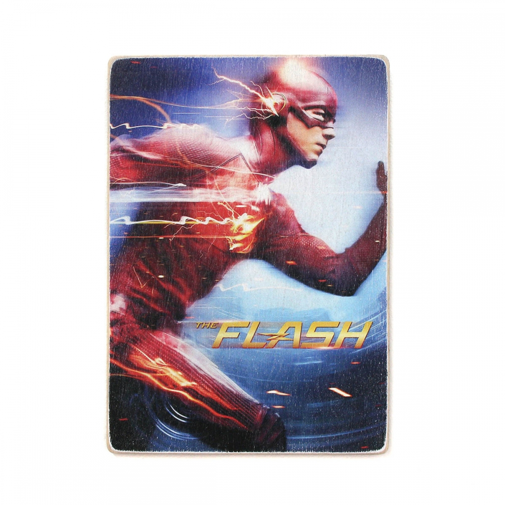 

Деревянный постер Супергерои The Flash. Флэш бежит А2