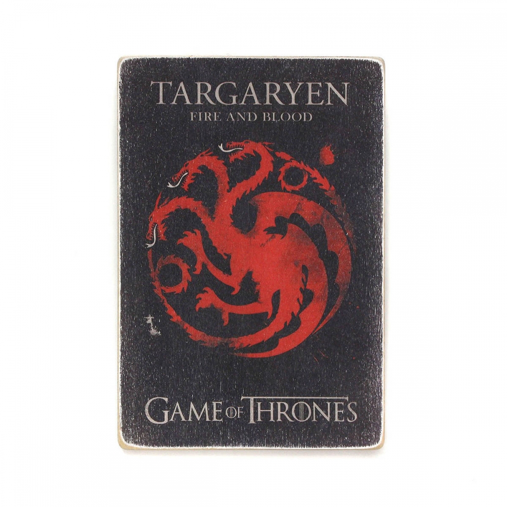 

Деревянный постер Фильмы и сериалы Game of Thrones. Герб Таргариенов на чёрном фоне А1