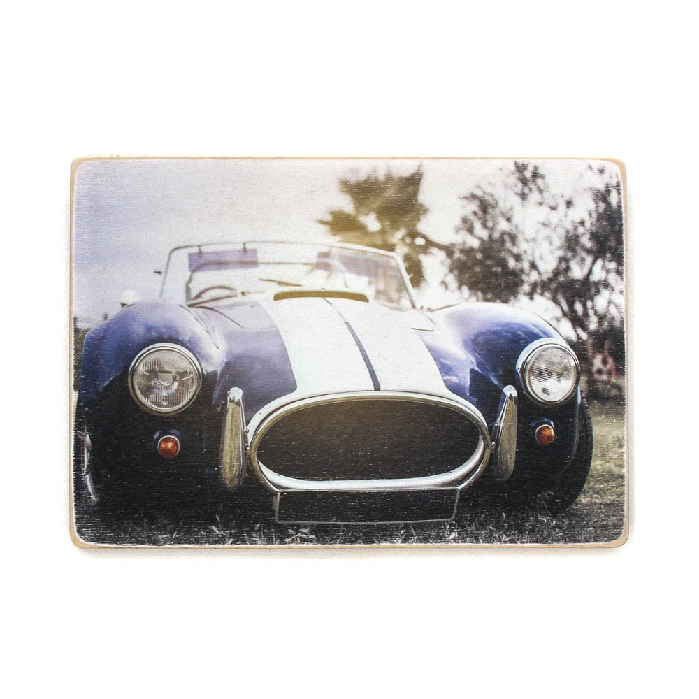 

Деревянный постер Автомобили Shelby Cobra 427 - 1966. Blue car with white stripes А1