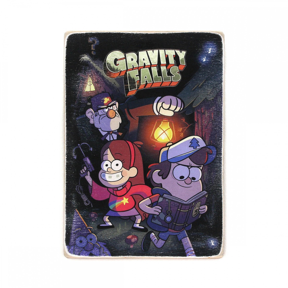

Деревянный постер Мультфильмы Gravity Falls. Гравити Фолз. Герои в темноте А2