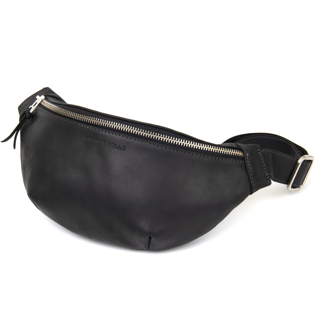 

Бананка поясная унисекс винтажная Grande Pelle 11144 Черная