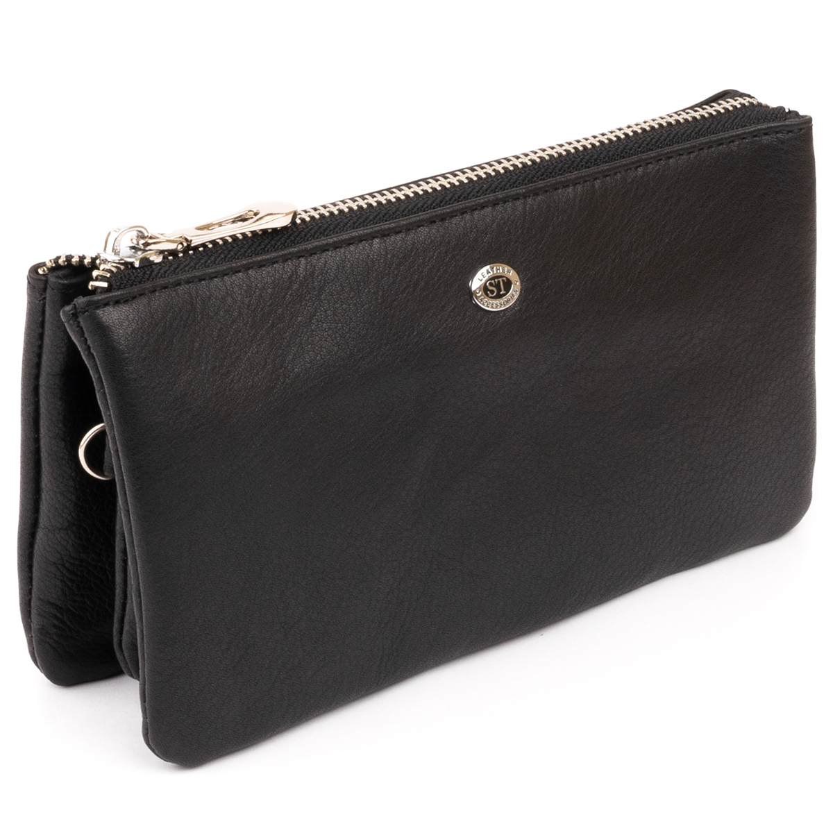 

Вместительный клатч на два отделения женский ST Leather 19246 Черный