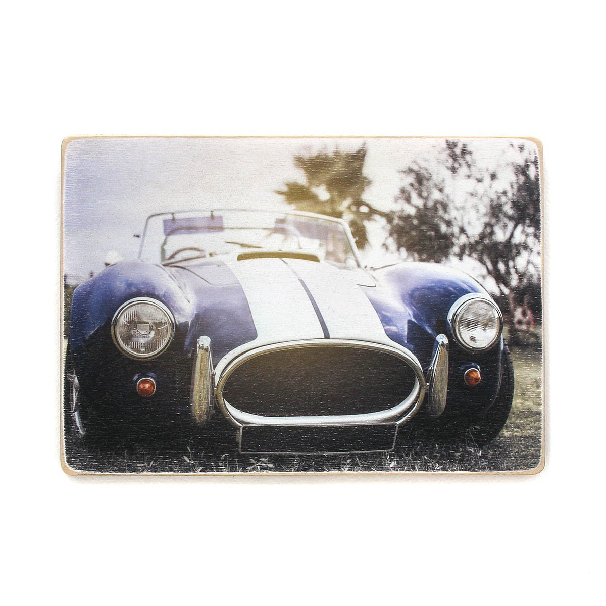 

Деревянный постер Wood Posters "Shelby Cobra 427 — 1966. Blue car with white stripes" (A2 формат, фанера)