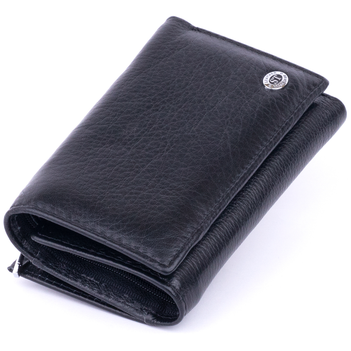 

Кошелек горизонтальный с монетником на молнии унисекс ST Leather 19365 Черный