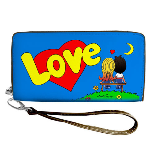 

Кошелёк на замке BIG (текстиль) Love is синий Presentville 18,5х10 см 000174278