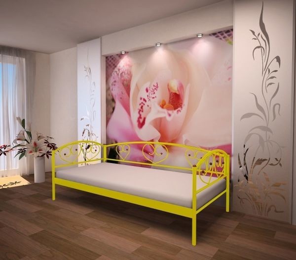 

Односпальная кровать металлическая Метакам Darina Lux 200x90 Желтая