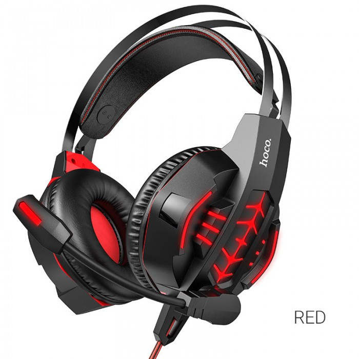 

Игровые проводные наушники с микрофоном HOCO W102 Cool tour игровая гарнитура Красные