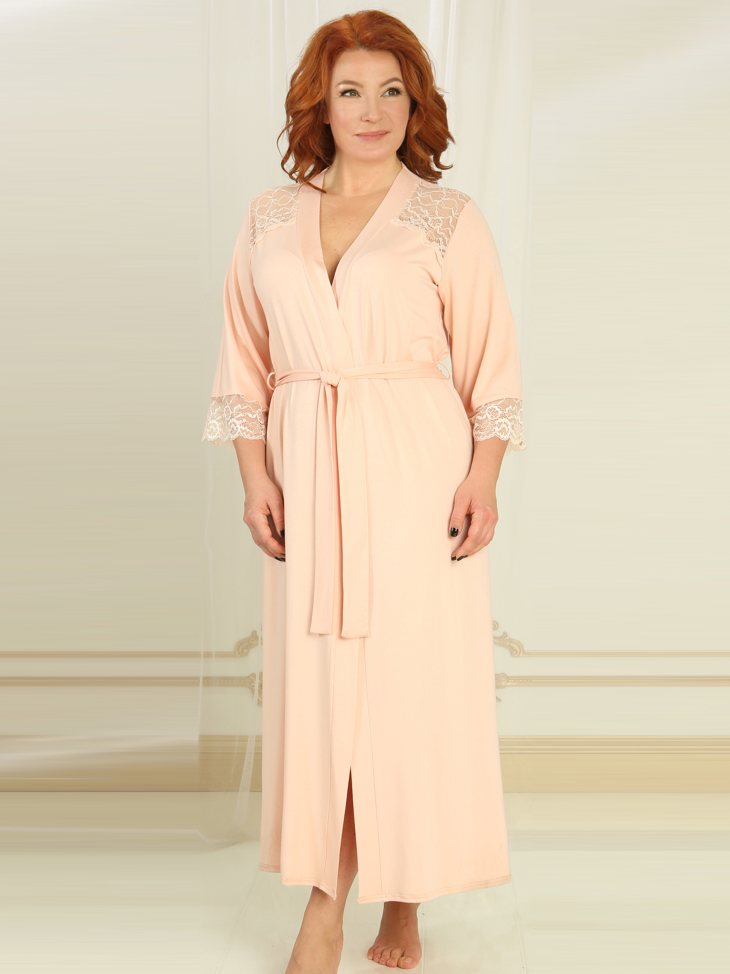 

Халат Violet Delux Х-М-21  Персиковый, Халат Violet Delux Х-М-21 XL Персиковый