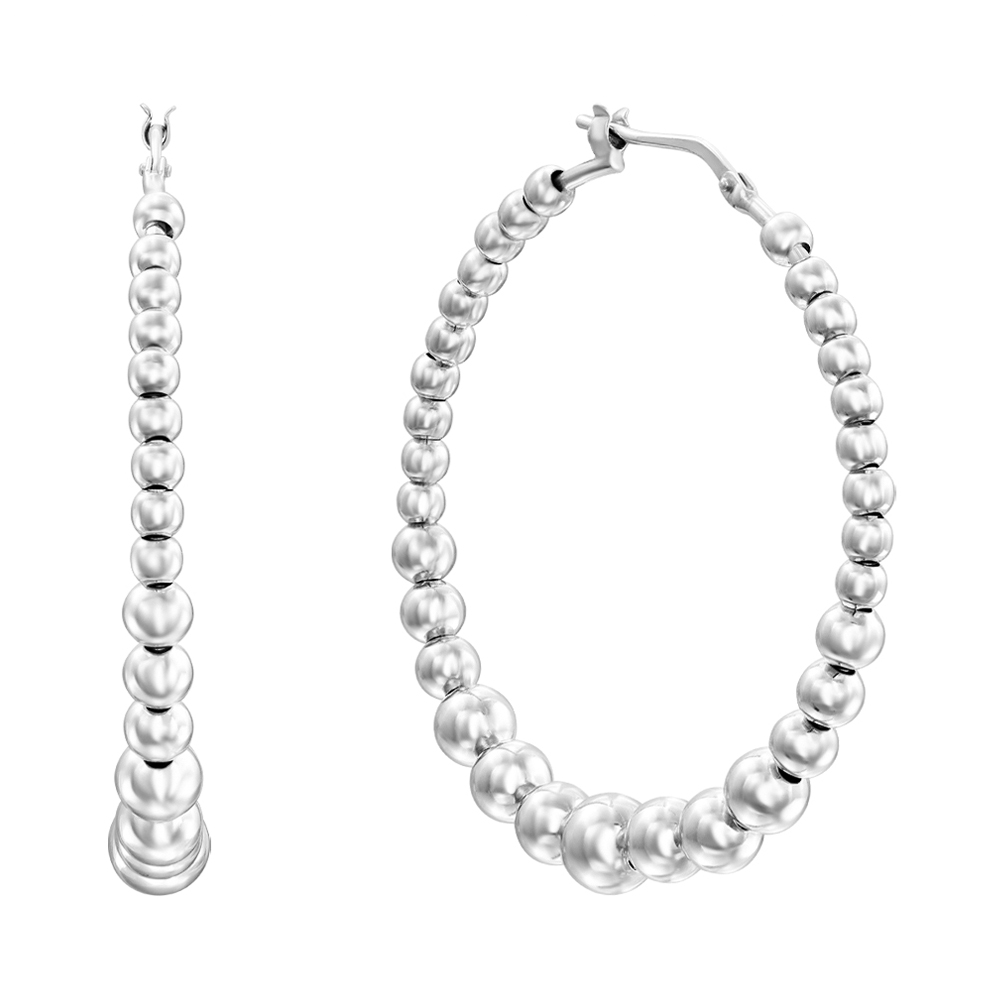 

Серебряные серьги-кольца с шариками, 40мм 000136122