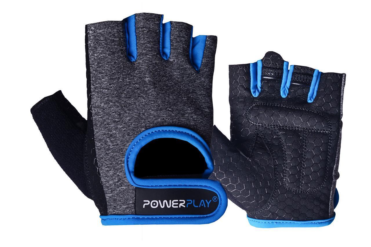 

Перчатки для фитнеса PowerPlay 2935 женские серо-голубые XS