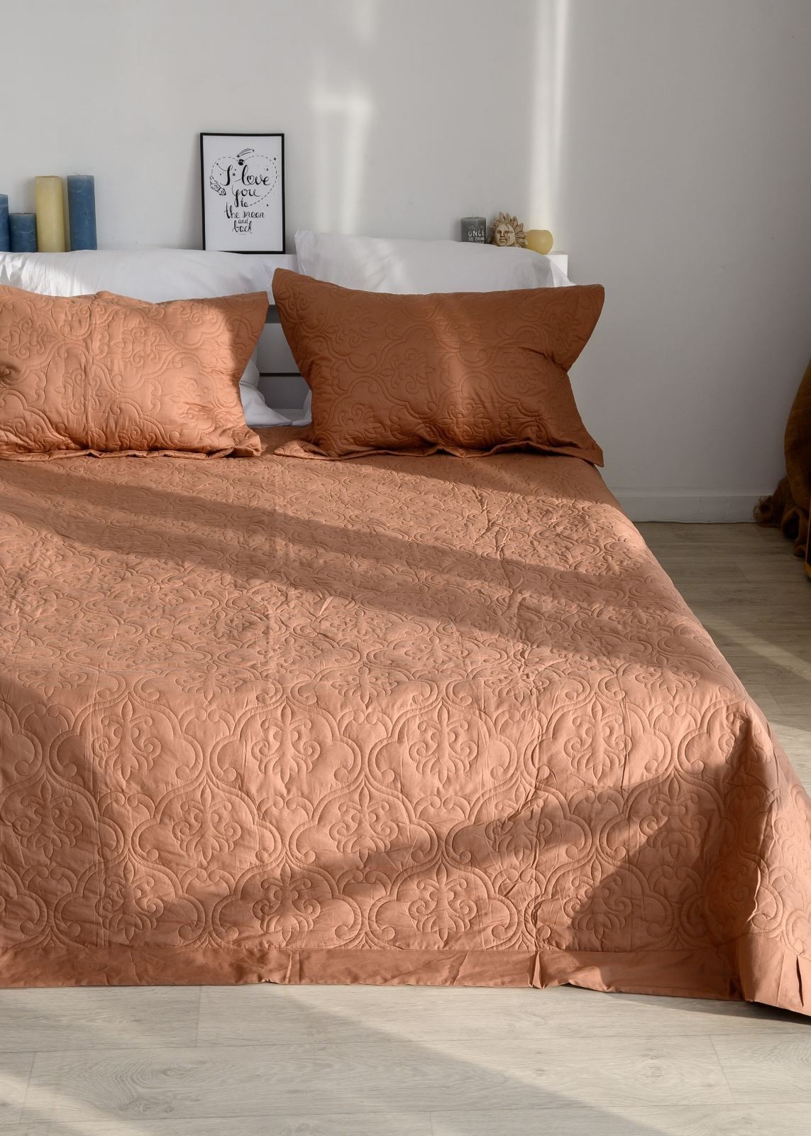 

️Покрывало стеганое хлопковое + наволочки, 240x260 см, ТМ Bliss (02)