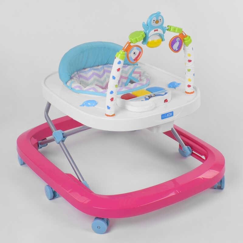 

Ходунки JOY W 60511 розово белые музыкальная панель свет колеса PU