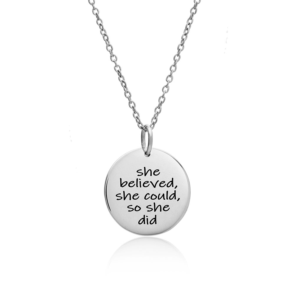 

Подвеска круглая She believed... серебро