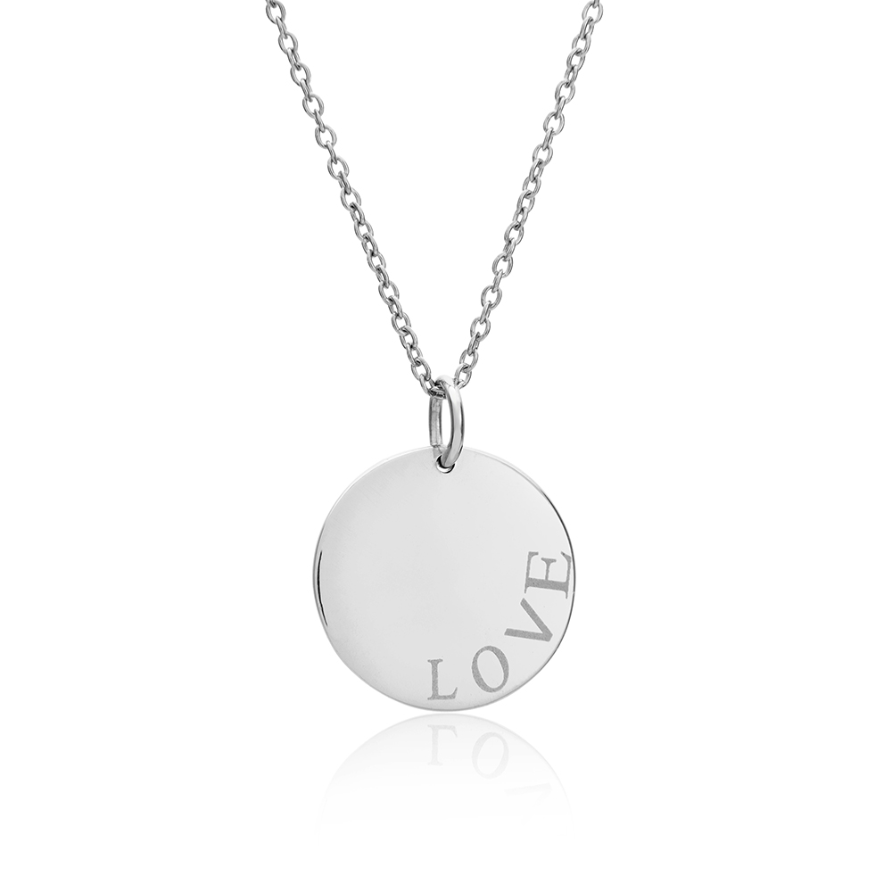 

Подвеска круглая Love серебро