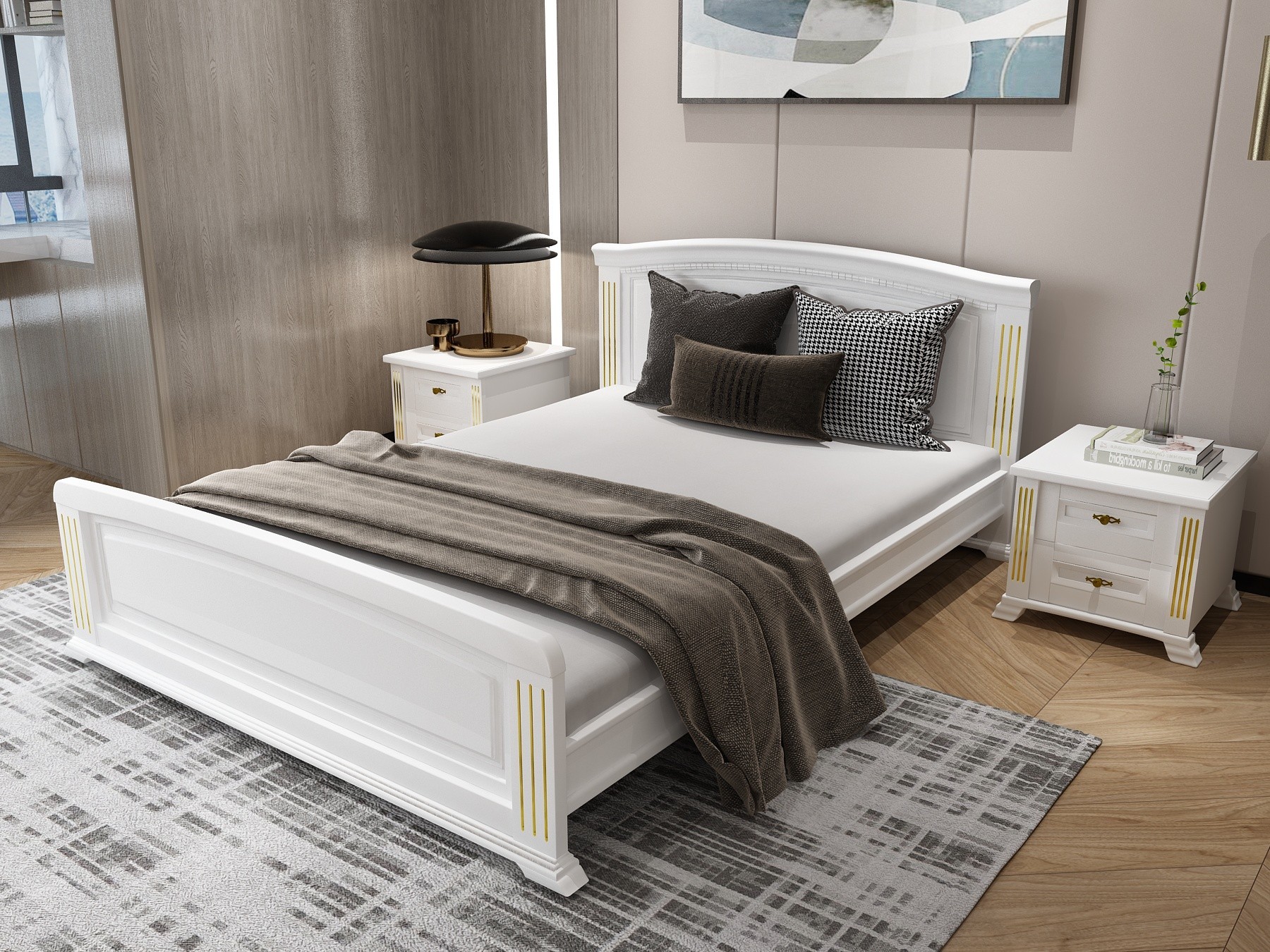 

Двуспальная кровать ArtWood Афина 160х200 белый