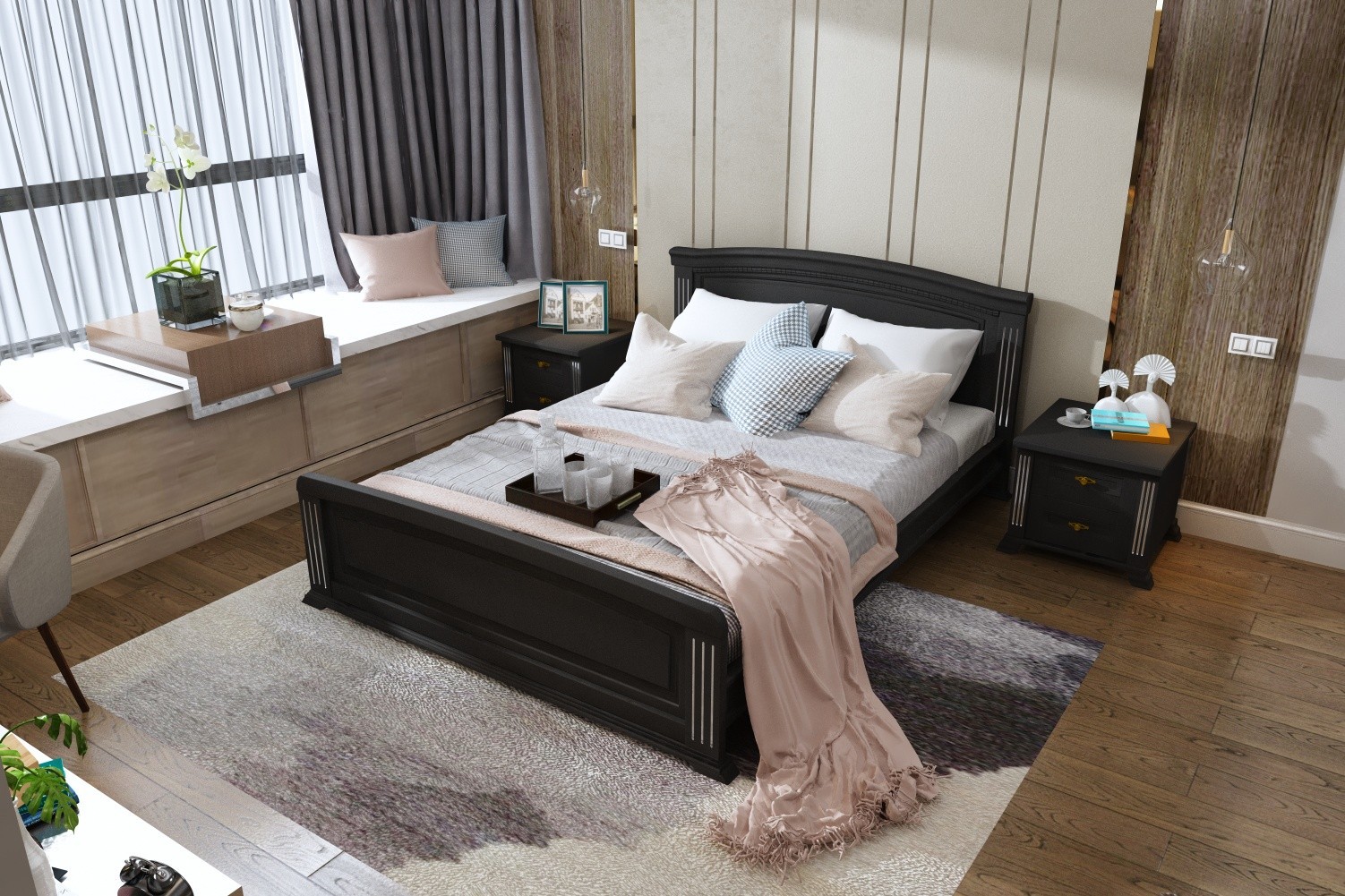 

Двуспальная кровать ArtWood Локарно 160х200 венге
