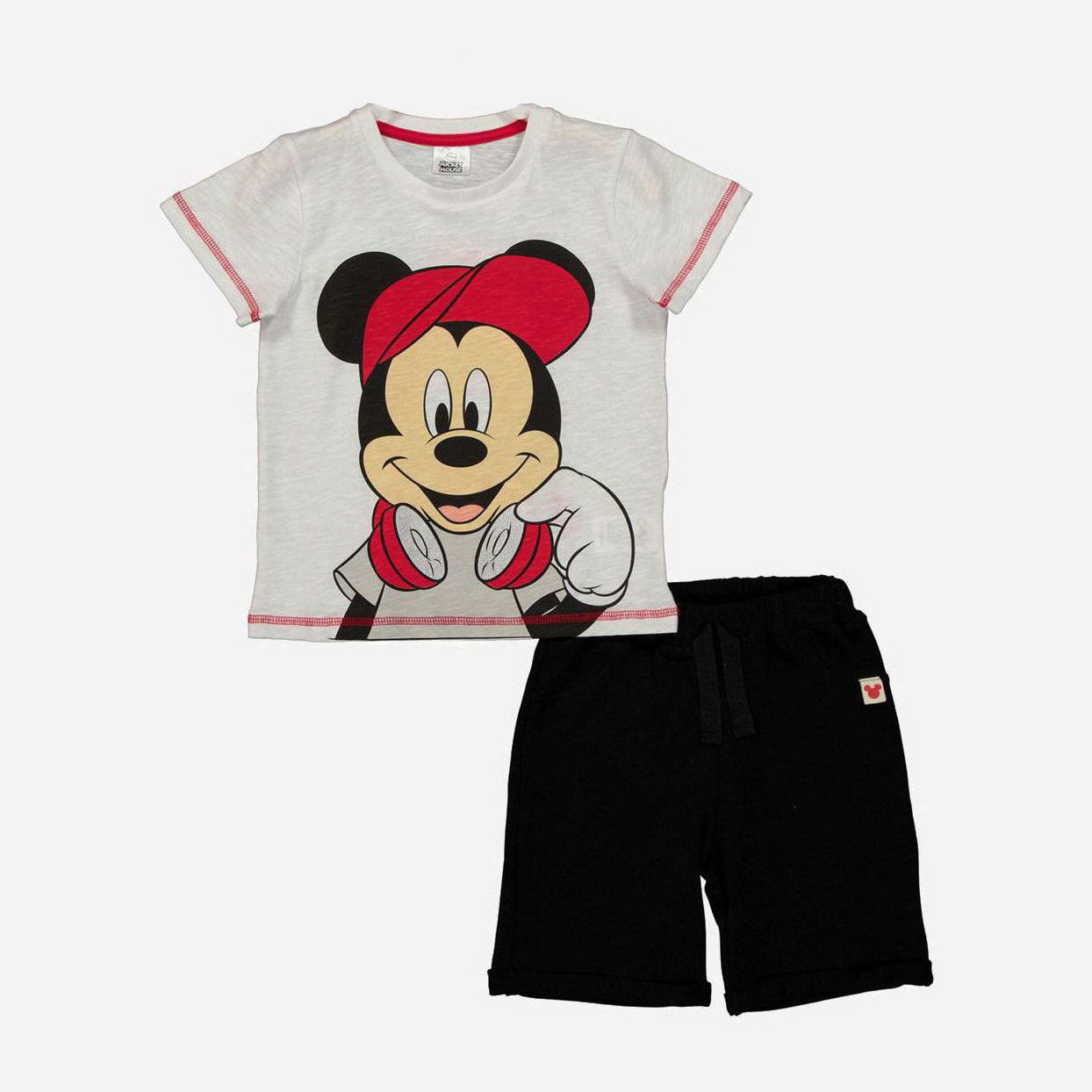 Акція на Костюм (футболка + шорты) Disney Mickey Mouse MC17274 110 см Бело-черный (8691109880635) від Rozetka UA