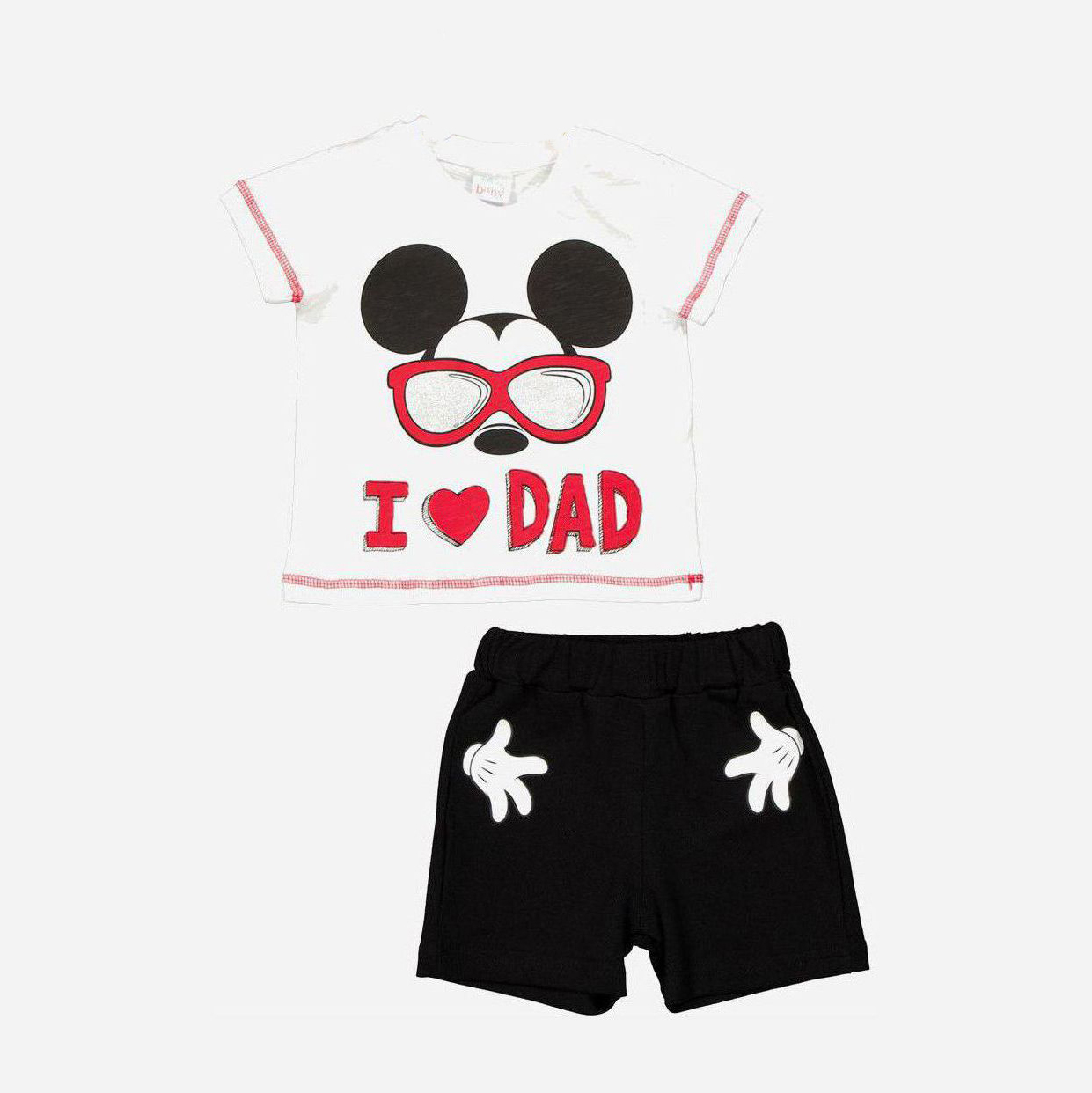 

Костюм (футболка + шорты) Disney Mickey Mouse MC17260 86-92 см Бело-черный