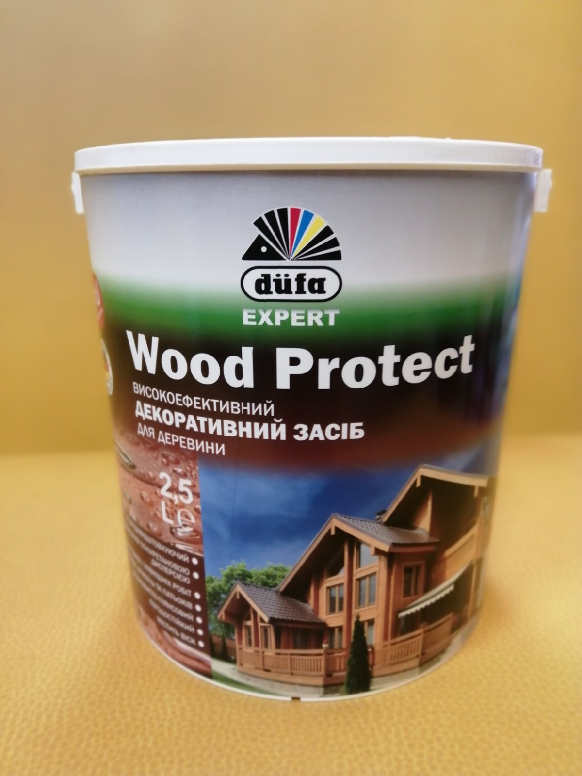 

Dufa Wood Protect ,высокоэффективное декоративное средство для древесины с воском, бесцветный, 2,5 л