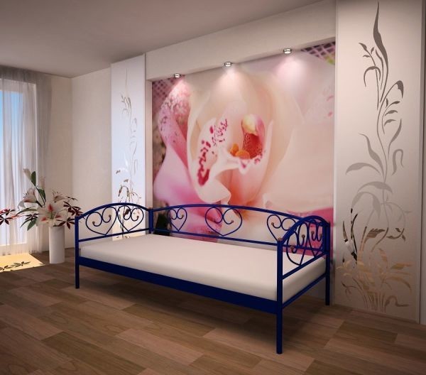 

Двуспальная кровать металлическая Метакам Darina Lux 200x180 Синий