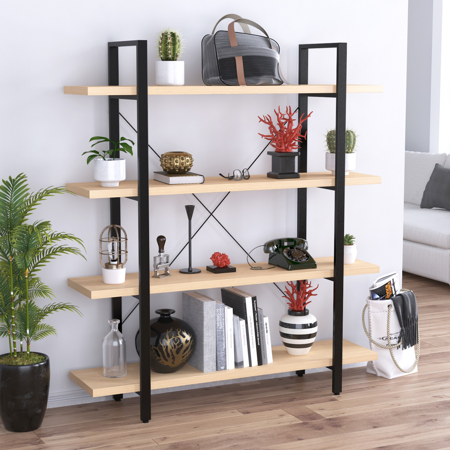 

Стеллаж Сингл-4-135 Loft Design Дуб Борас