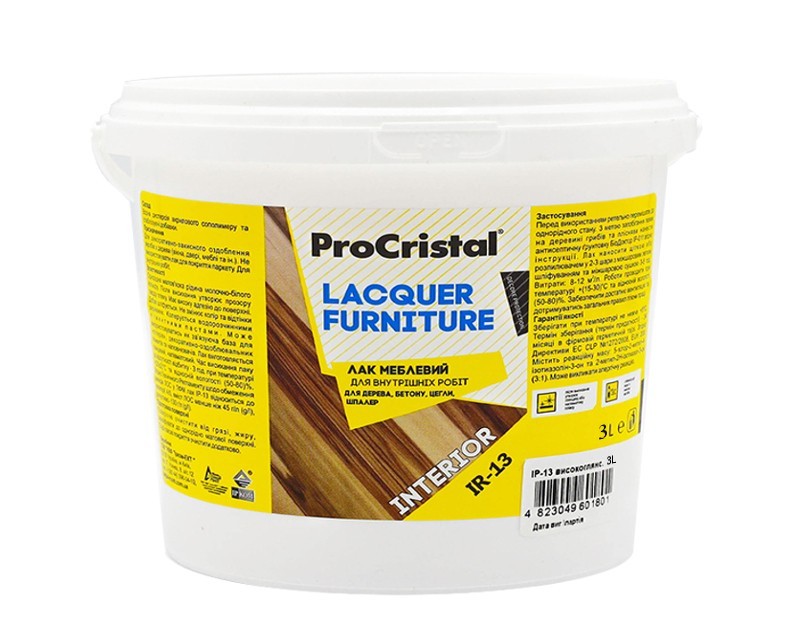 

Лак акриловый ІРКОМ МЕБЛЕВИЙ ІР-13 высокоглянцевый 3л
