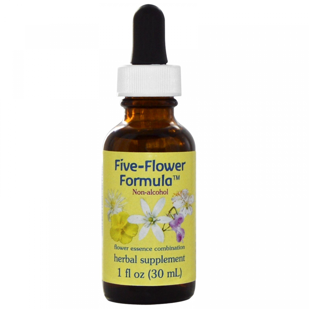 

Формула пять цветов, Цветочная эссенция, не содержащая спирта, Flower Essence Services, 1 жидкая унция (30 мл)