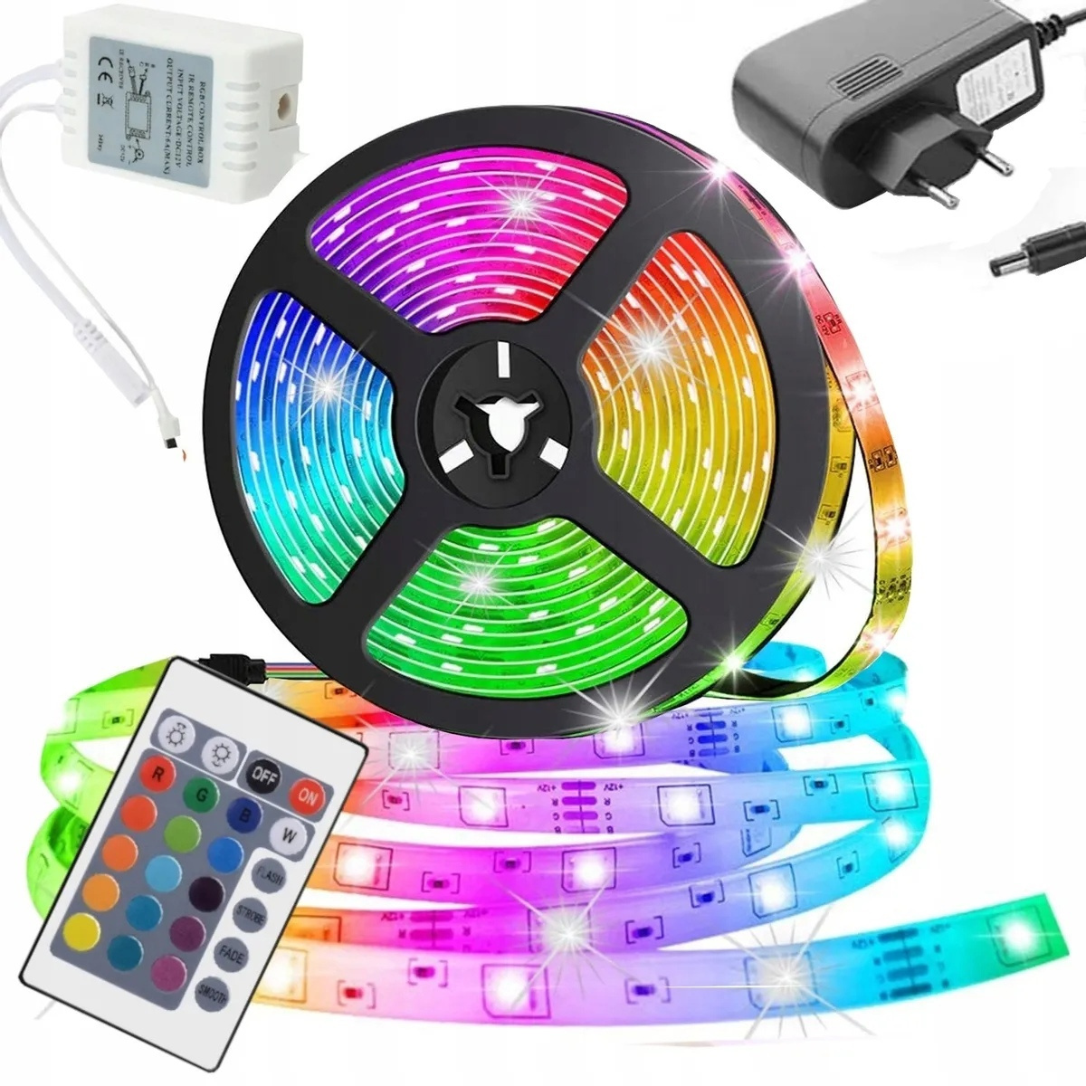 

Светодиодная LED лента RGB 3528 с блоком питания и пультом 5 метров (300LED)