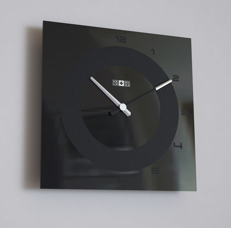 

Настенные часы из стекла SKLO+GLAS Black Number черные BN