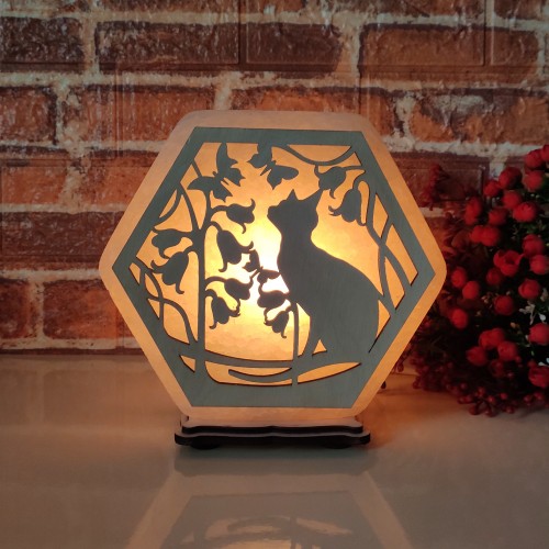 

Соляная лампа EcoDecorLamp шестигранная Кот