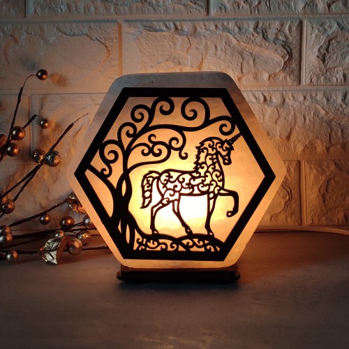 

Соляная лампа EcoDecorLamp шестигранная Единорог ХДФ
