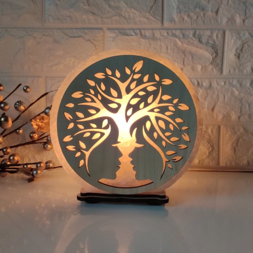 

Соляная лампа EcoDecorLamp круглая Лица дерево желтая