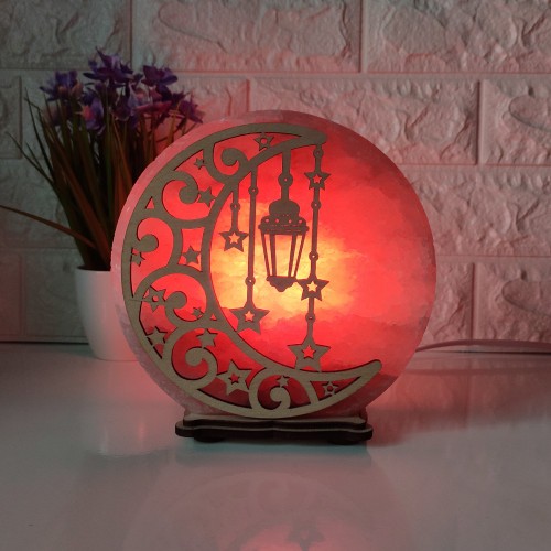 

Соляная лампа EcoDecorLamp круглая Луна и фонари красная