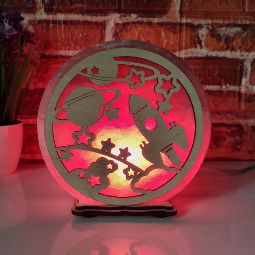 

Соляная лампа EcoDecorLamp круглая Космос красный
