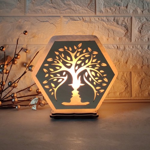 

Соляная лампа EcoDecorLamp шестигранная Лица