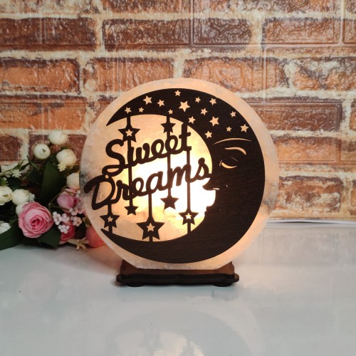 

Соляная лампа EcoDecorLamp круглая Sweet dreams ХДФ желтая